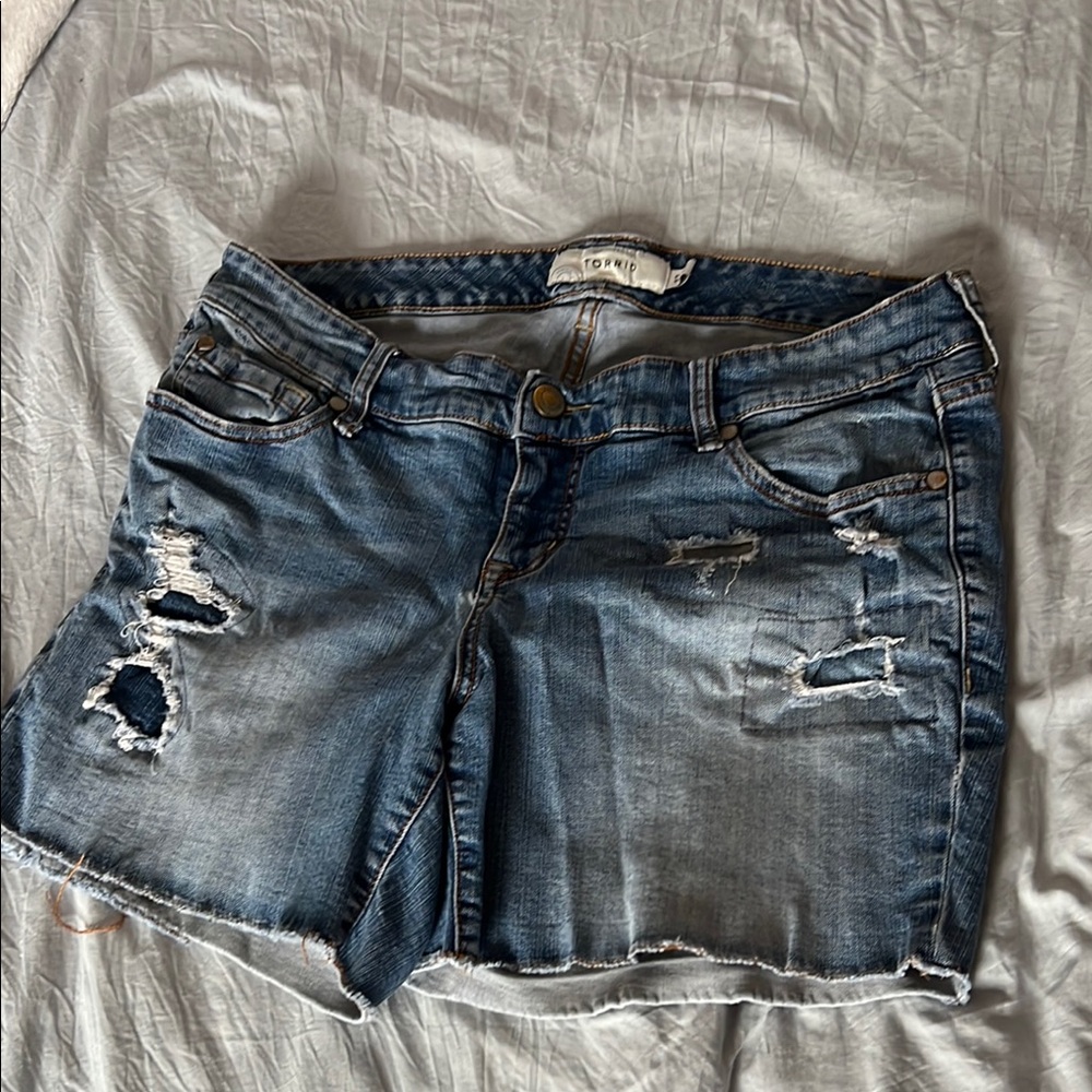 Torrid Blue Distressed Jean Shorts